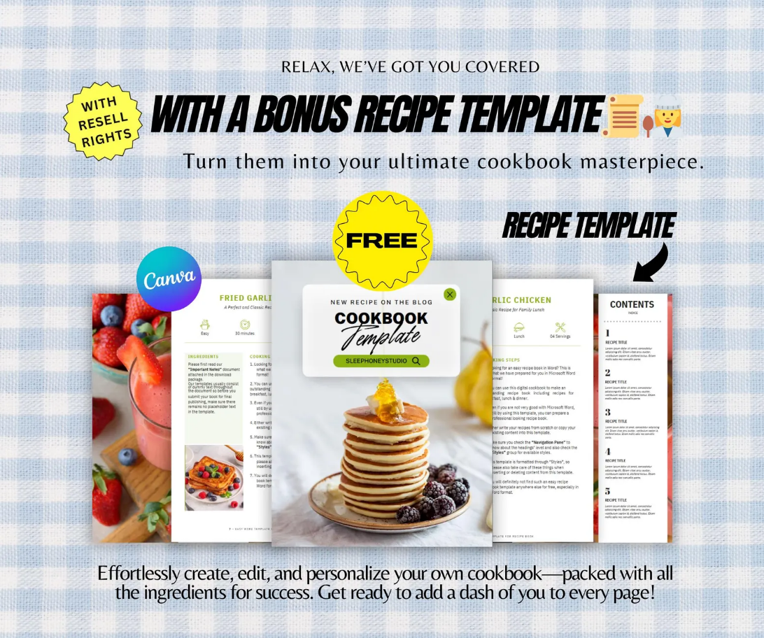 PLR COOKBOOK EBOOK PACK / 100 digital cookbooks with resale rights / Digital book pack / Digital recipe book / Digital product / Passive income / MRR