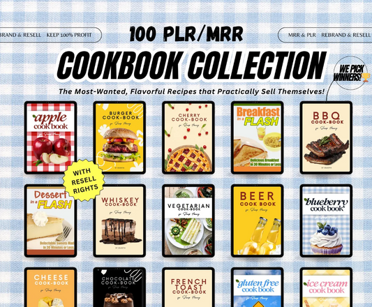 PLR COOKBOOK EBOOK PACK / 100 digital cookbooks with resale rights / Digital book pack / Digital recipe book / Digital product / Passive income / MRR